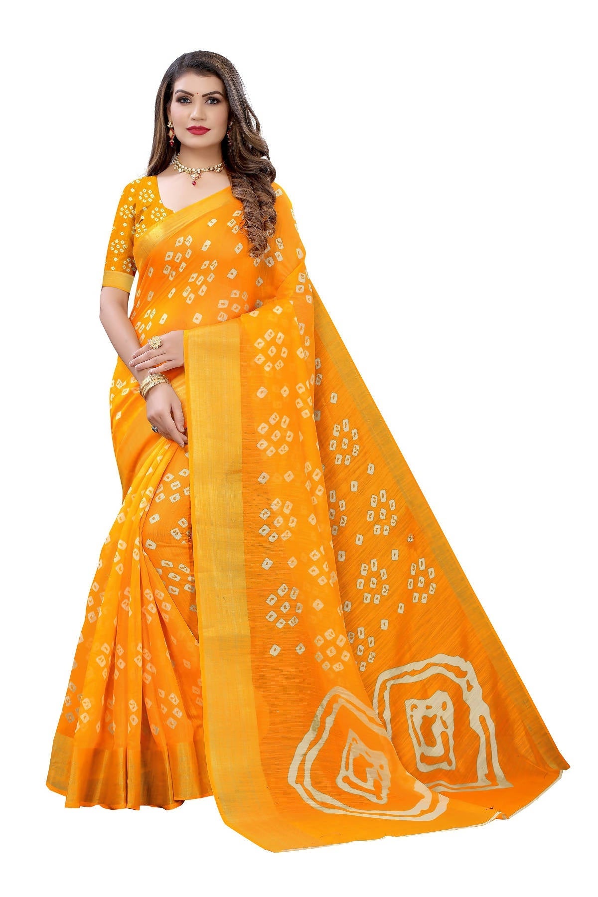 Vamika Stylish Orange Linen Jari Border Saree (RADHIKA ORANGE)