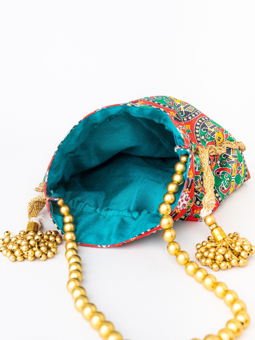 NR By Nidhi Rathi Red & Green Printed Potli Clutch
