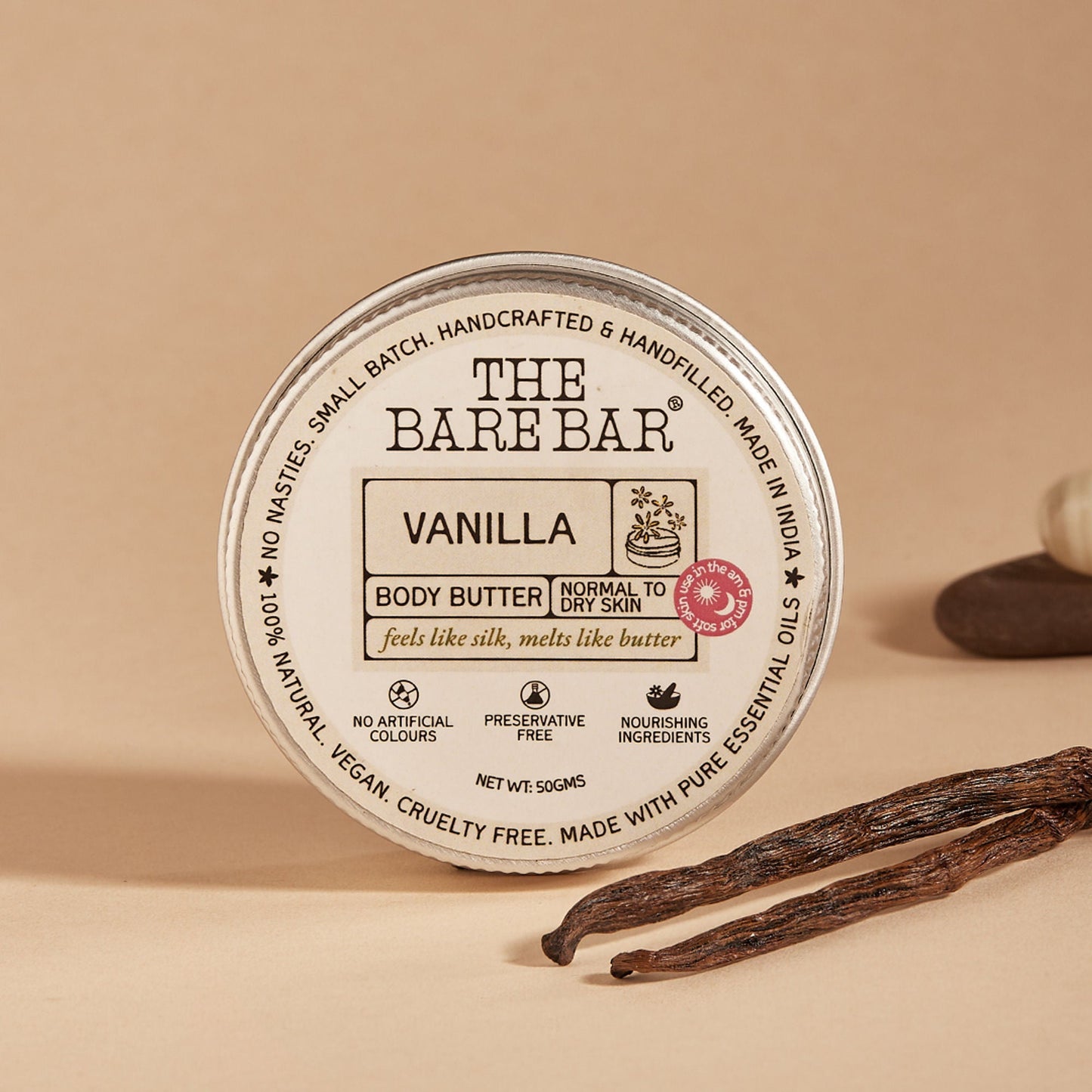 The Bare Bar Vanilla Body Butter - Deeply Moisturizing Vanilla Cream With Natural Butters