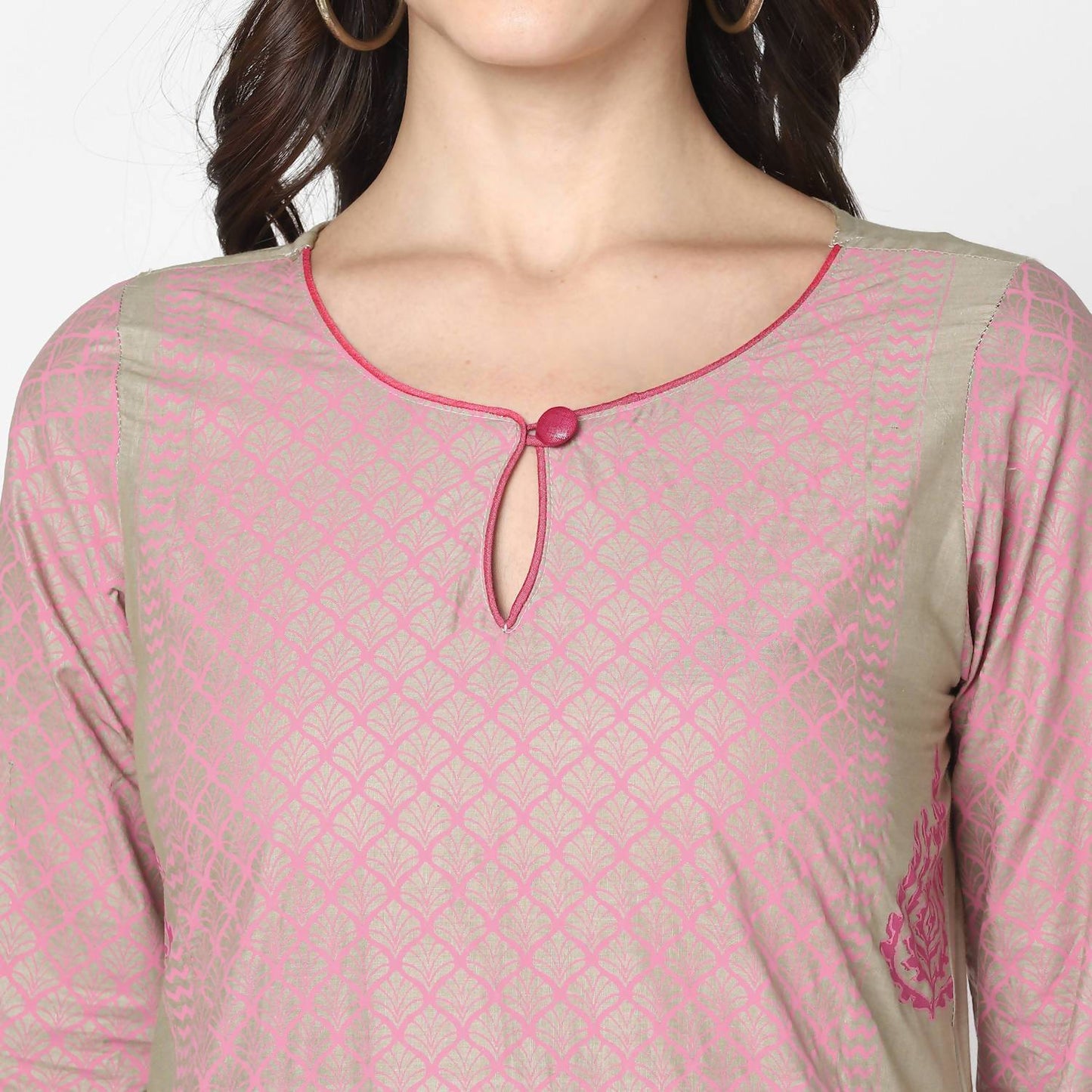 Cheera Hand Block Print Pink Colour Straight Kurta With Palazzo (MAAI-077K)