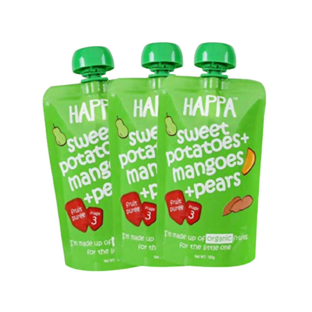 Happa Organic Food, Fruit Puree (Sweet Potatoes+Mangoes+Pears)