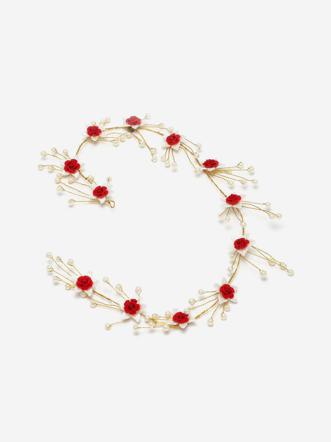 Panash Women Gold-Toned & Red Embellished Tiara