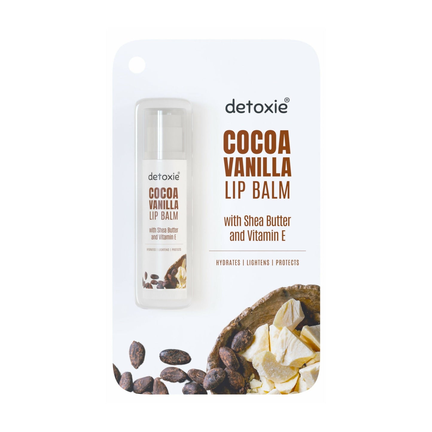 Detoxie Lip Balms Cocoa Vanilla With Vitamin E Shea Butter & Liquorice