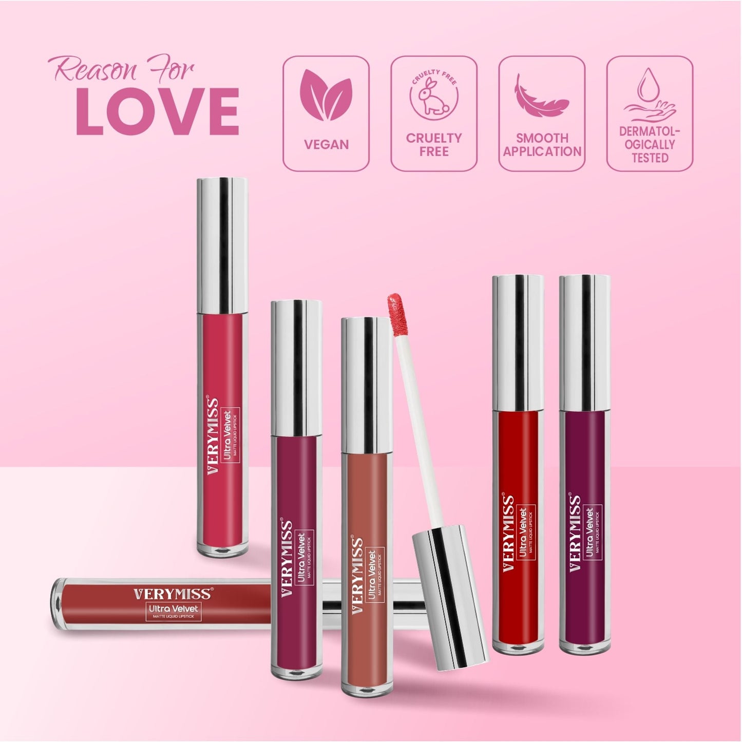 VERYMISS Set Of 4 Long Stay Velvet Matte Non Transfer Lip Color Combo 3