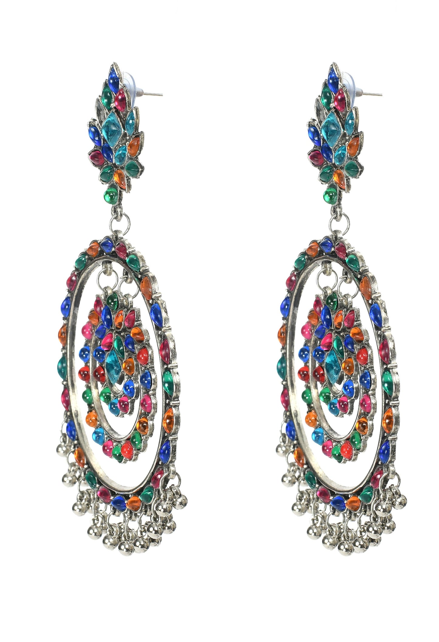 Mominos Fashion Johar Kamal Women's Multi Colour Kundan Circles Earrings
