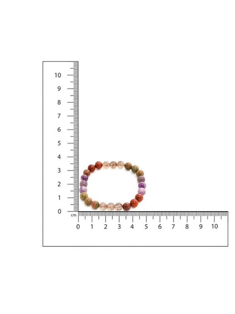 Red Carnelian, Lapis Lazuli, Amethyst and Green Avanturine Multicoloured Cyrstal Beads bracelet - Ruby Raang