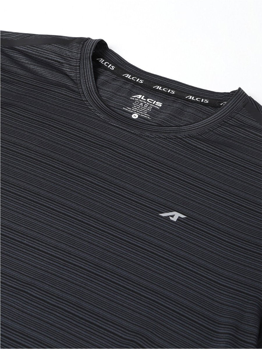 Alcis Striped Slim Fit Anti-Static T-Shirt