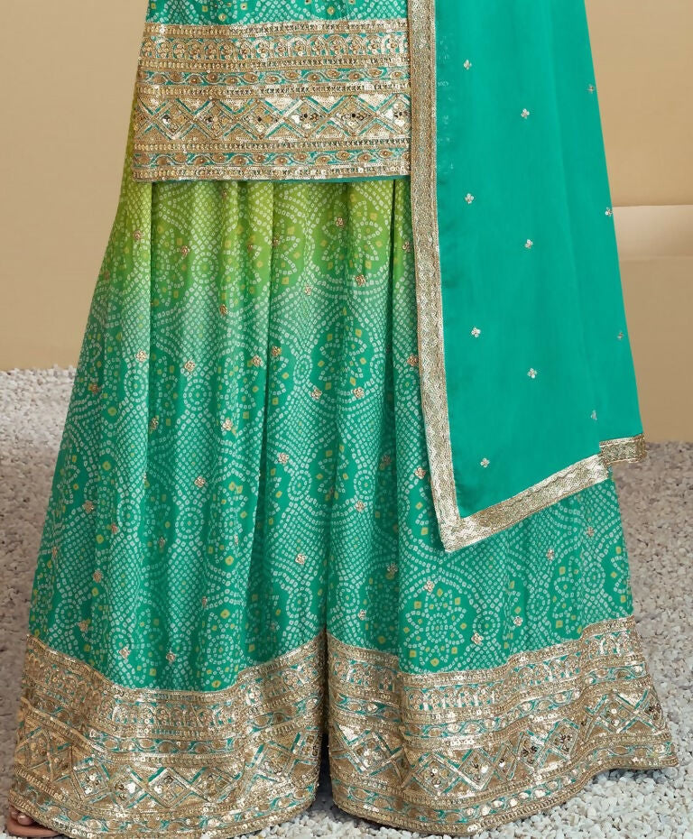 Vastranavya Bandhej Printed Chinon Chiffon Embroidered Sequins Pakistani Suit
