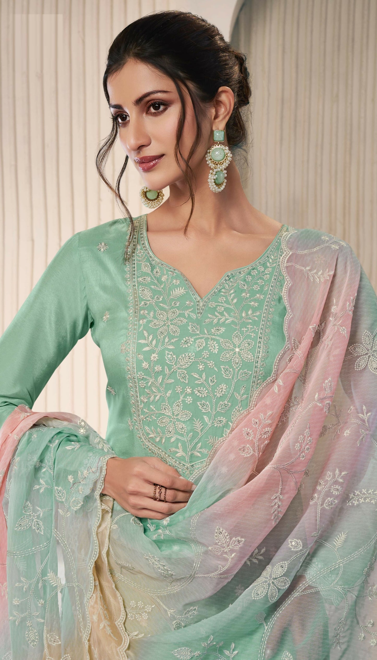 Anaita Mint Green Embroidered Silk Stitched Salwar Suit