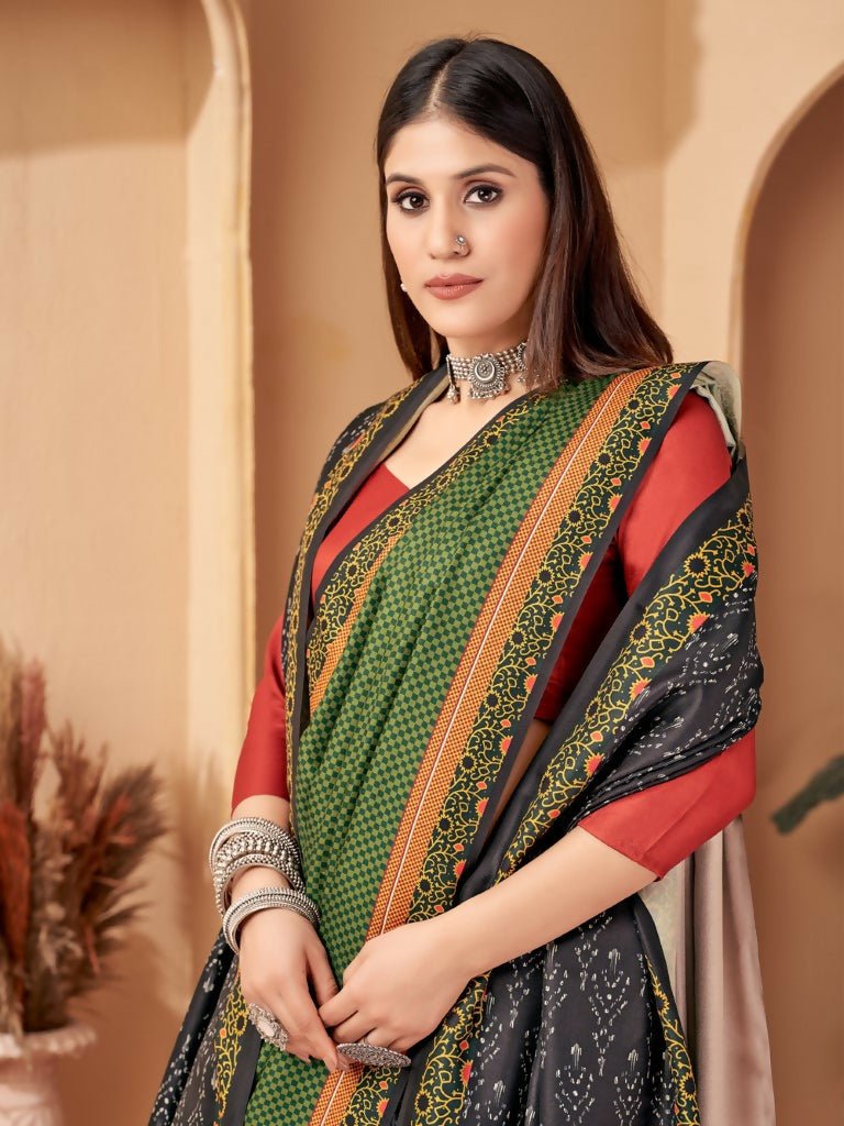 Aayaa Designer Winter Collection Printed Saree With Shawl - Multi Color