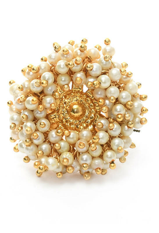 Mominos Fashion Joharkamal Gold-Polished Beads Work Bangles with Rings