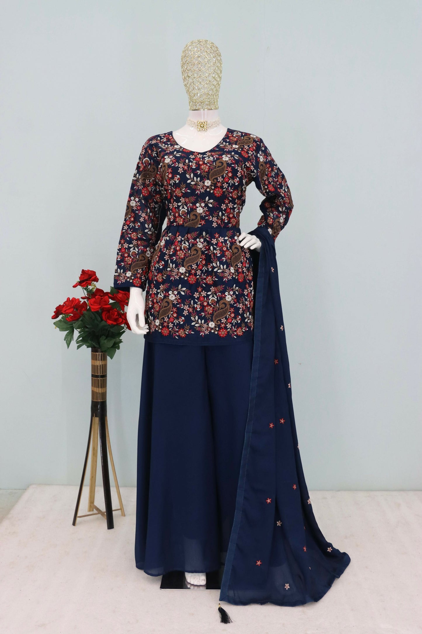 Anaita Blue Chinon Embroidered With Sequins Work Salwar Suit