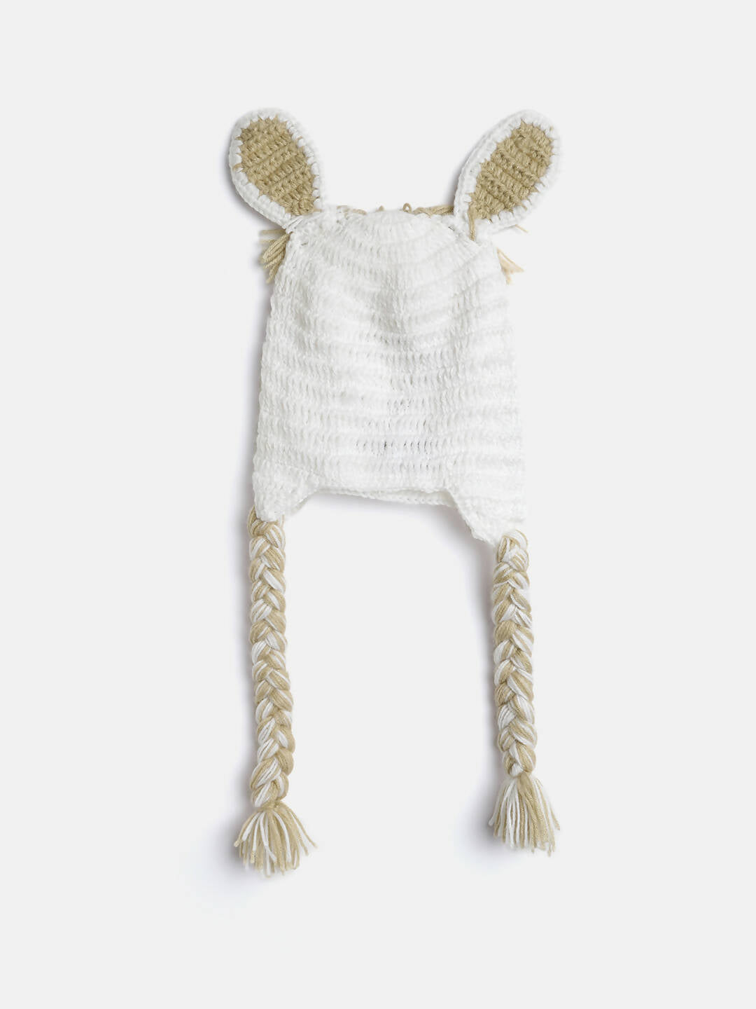 Chutput Kids Woollen Hand Knitted Llama Detail Cap - White