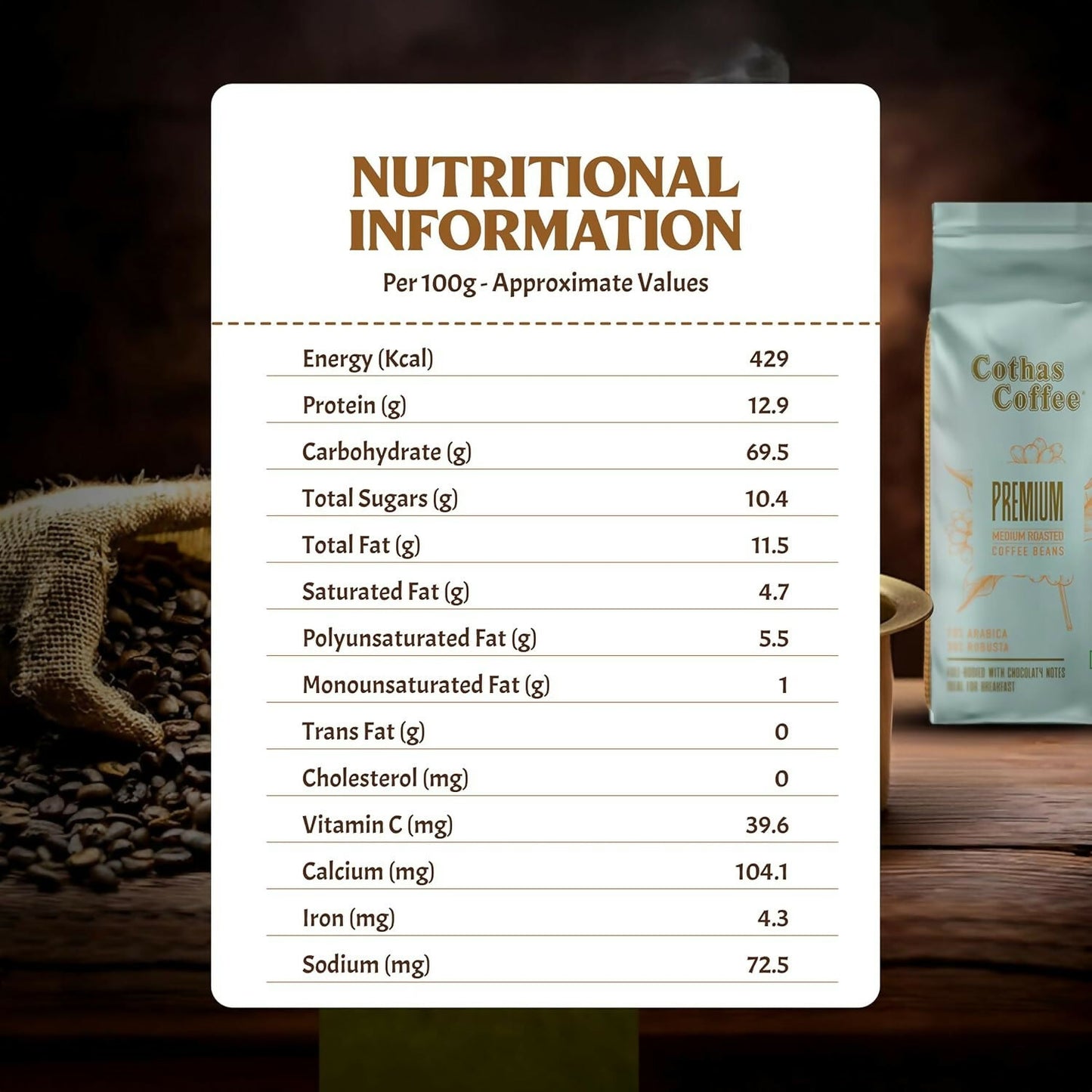 Cothas Coffee Premium Gold Medium Roasted Coffee Beans