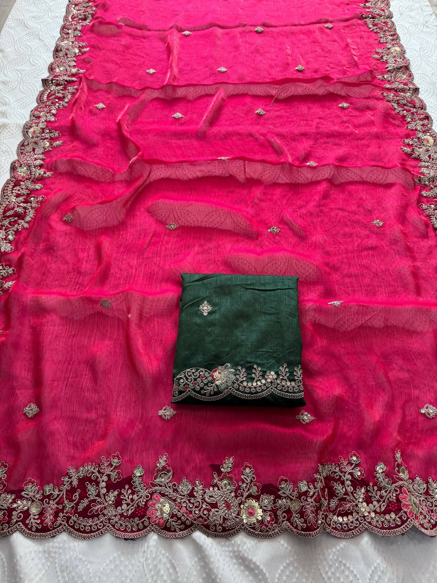 Teeya Creation New Womens Latest Party Wear Soft Chiffon Silk Saree-Pink