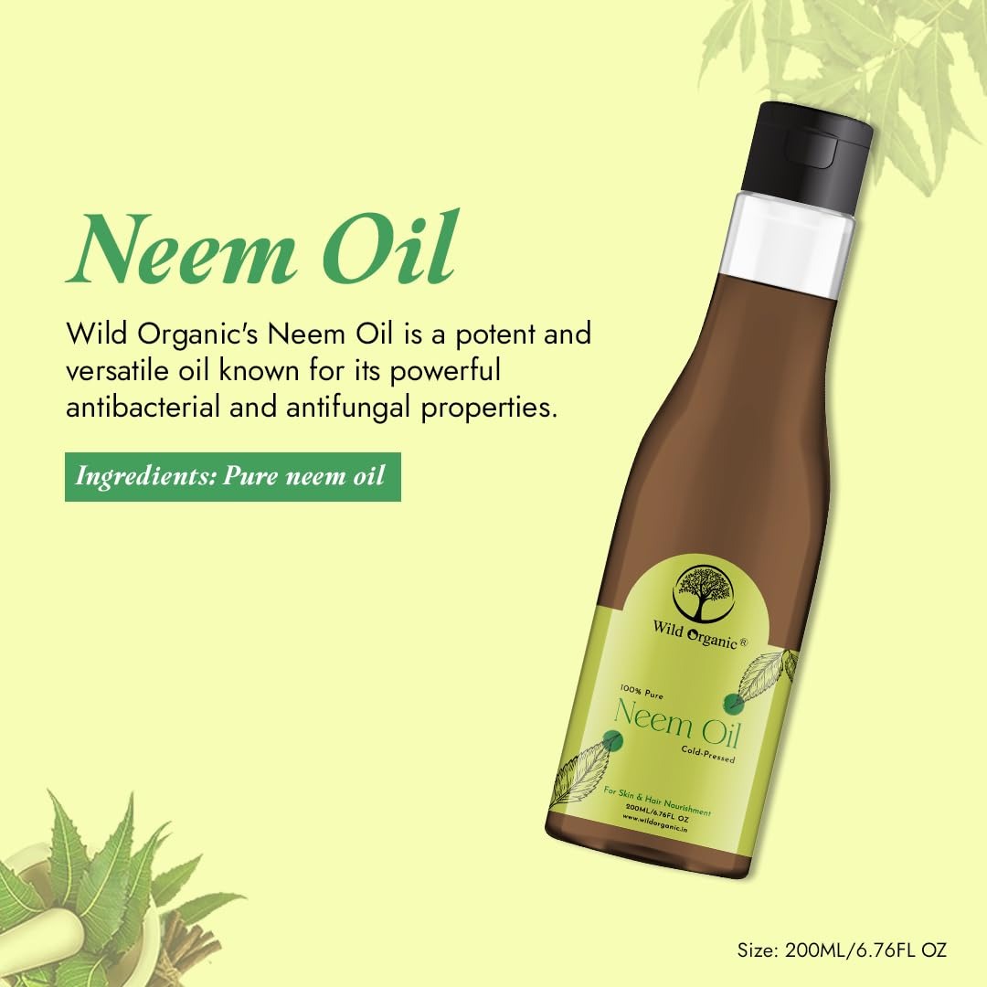 Wild Organic 100% Pure Neem Oil - 200 ml