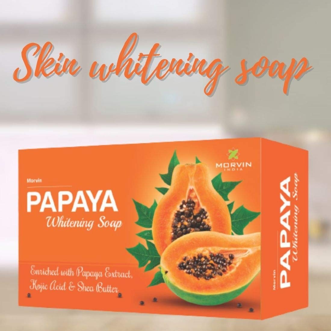 Morvin India Papaya Whitening Soap (150 gm, Pack of 4)