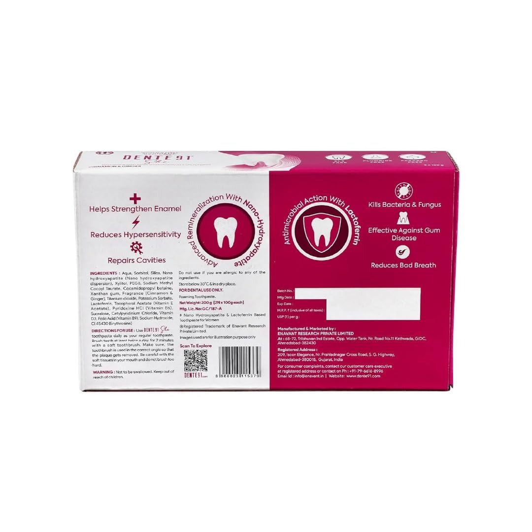 Dente91 SHE Toothpaste Specially Crafted for Women - 100 gms (Pack of 2)