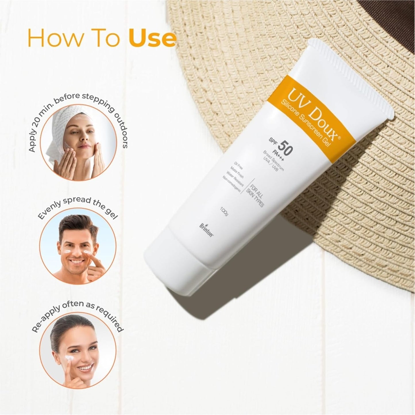 Brinton UV Doux Silicone Sunscreen Gel SPF 50 PA+++, UVA/UVB Protection
