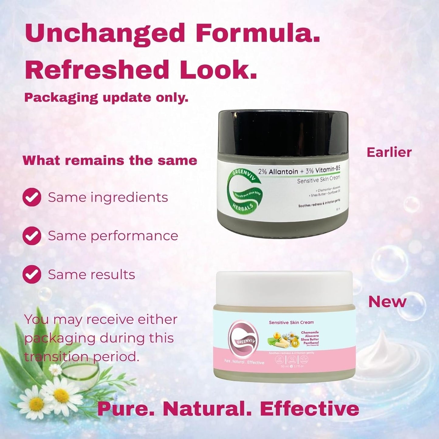 Greenviv 2% Allantoin + 3% Vitamin B5 Sensitive Skin Cream - 50 ml