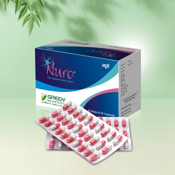 Green Remedies Nuro The Natural Nerve Toner - 30 Capsules Each Strip (Pack of 10)