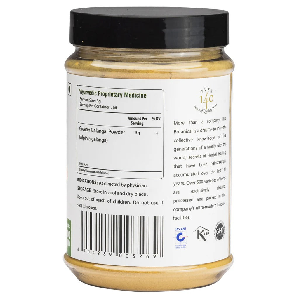 Bixa Botanical Kulinjan Root Powder Alpinia Galanga - 200 gms