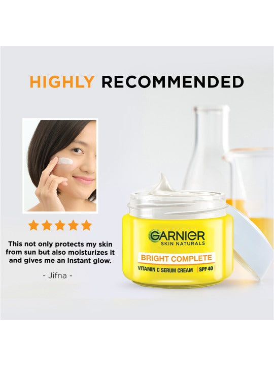 Garnier Bright Complete Vitamin C SPF40/PA+++ Serum Cream - 45 gms