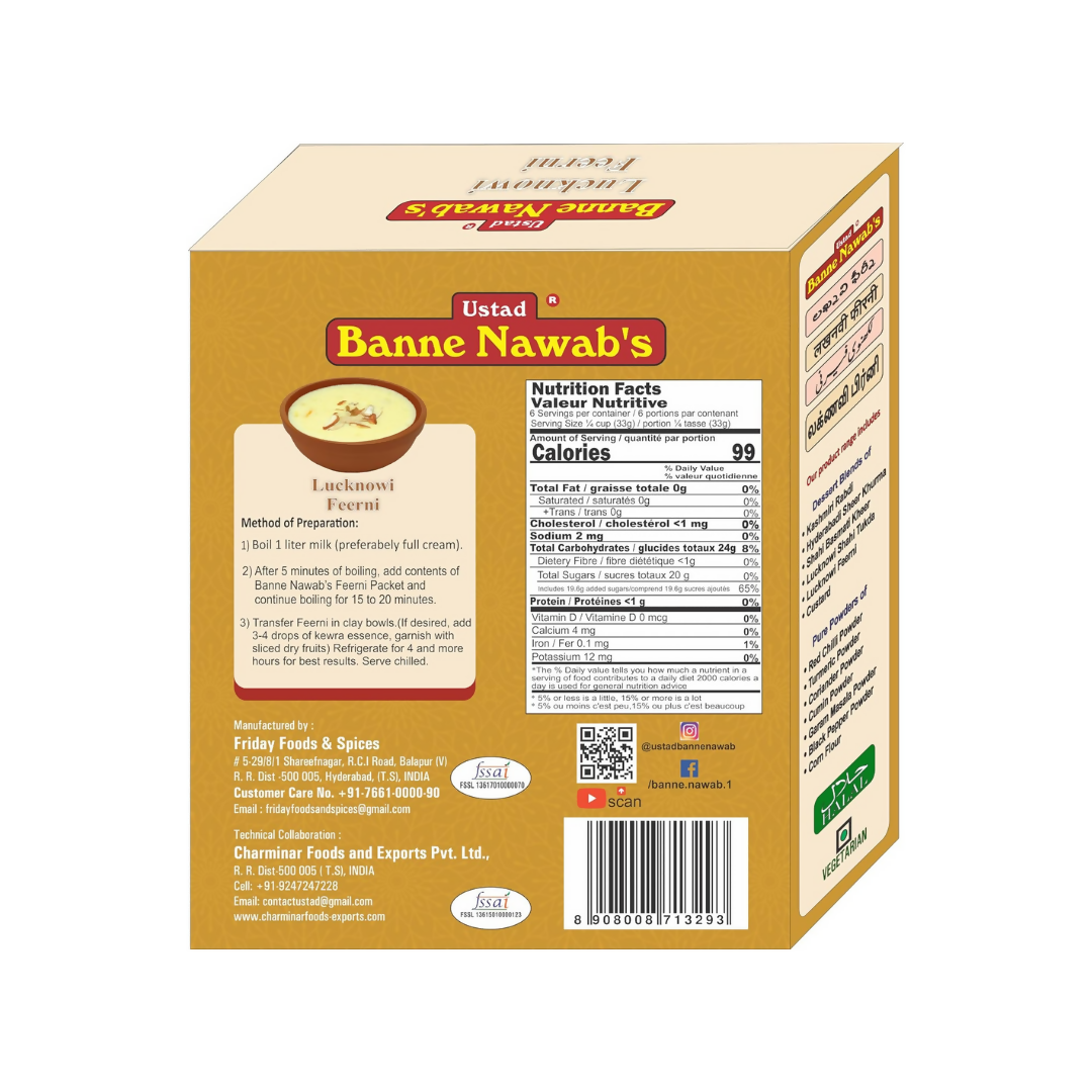 Ustad Banne Nawab's Lucknowi Feerni, Blend for Rice & Milk ,Ethnic Instant Dessert