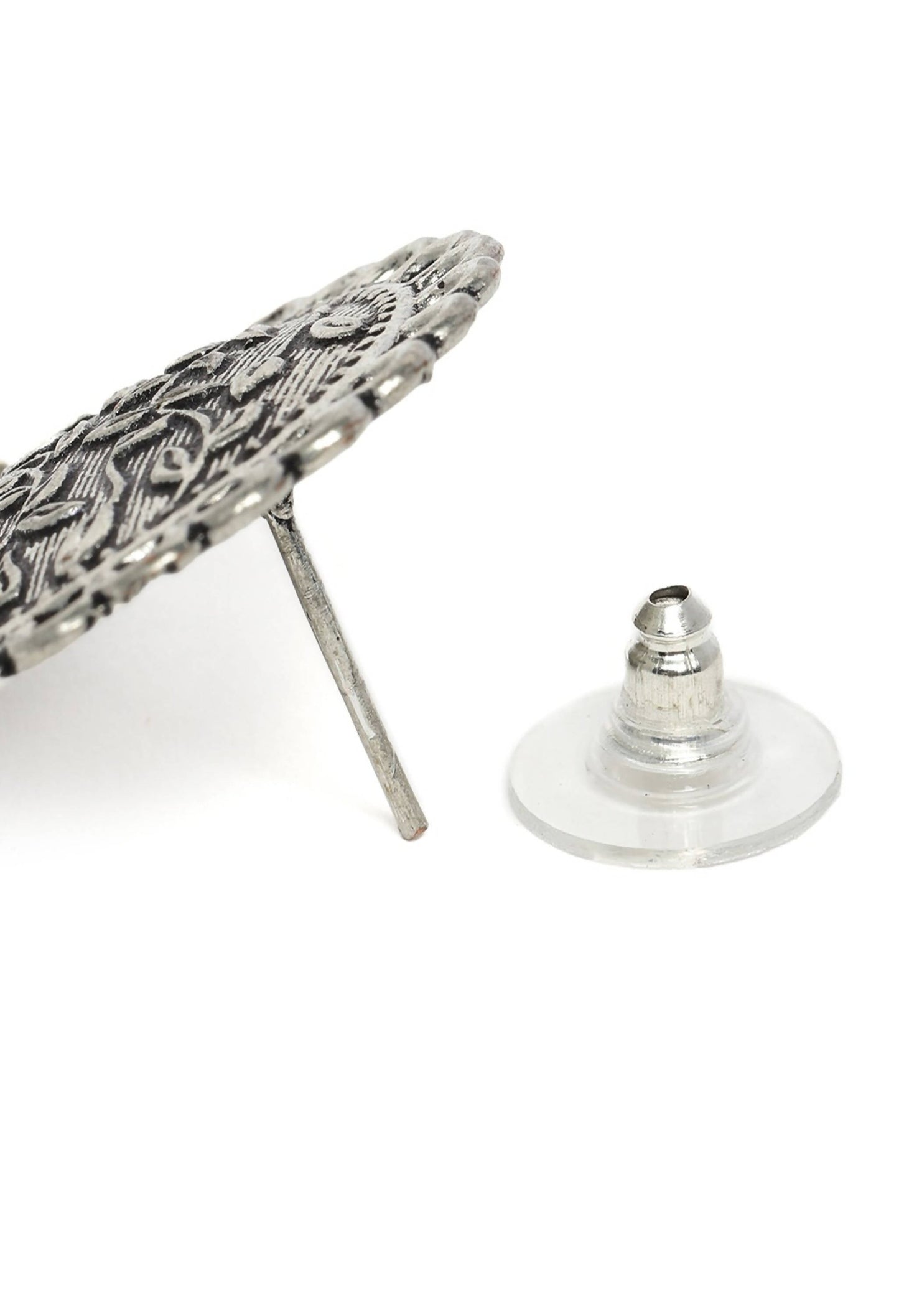 Mominos Fashion Johar Kamal Oxidised Silver Plated Stud Earrings