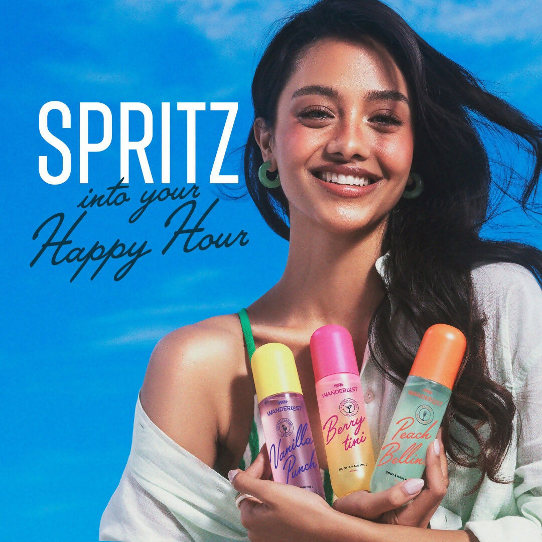 Wanderlust Peach Bellini Fruity Fresh Perfume Body & Hair Mist with White Musk