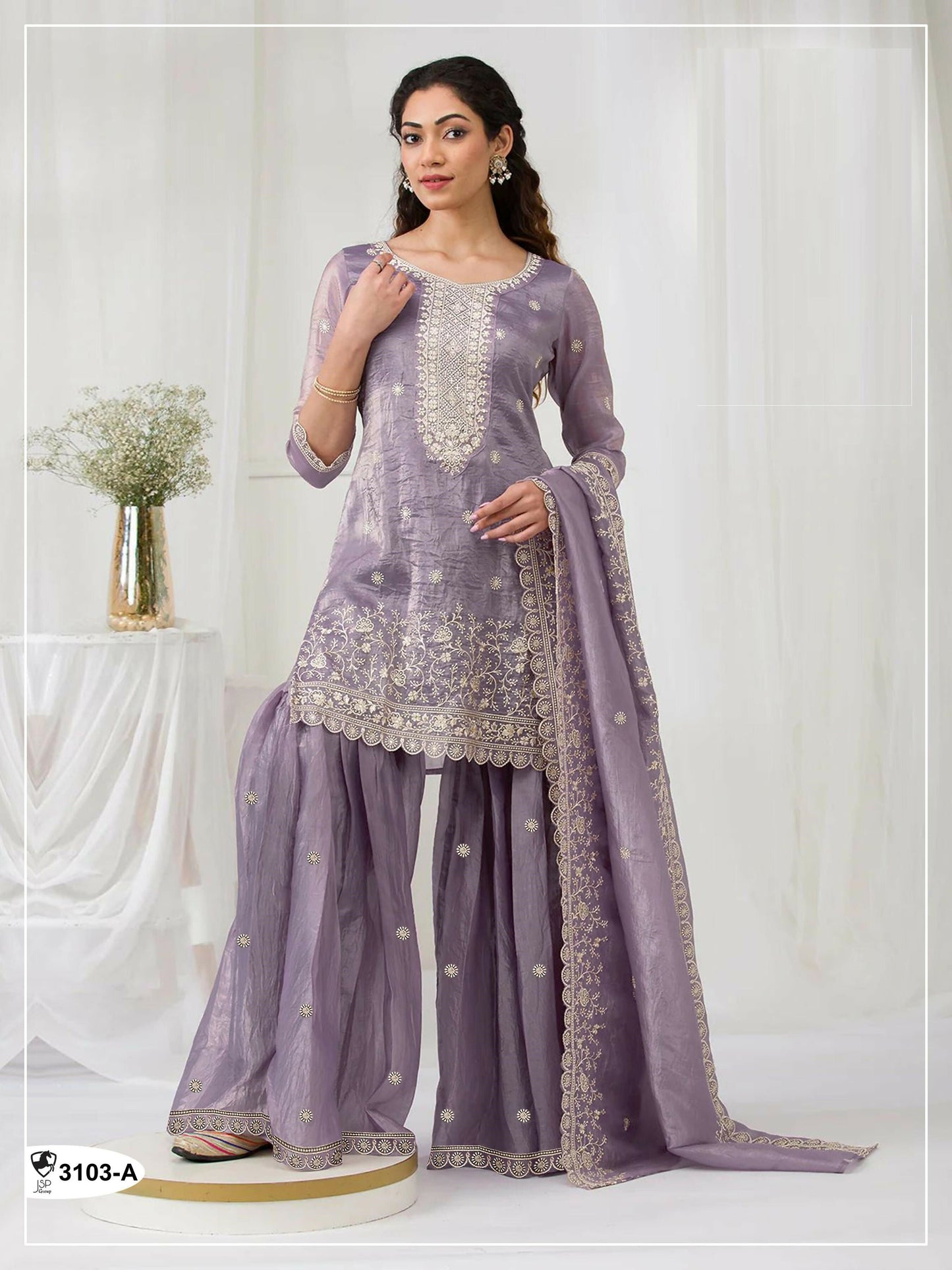 Anaita Lavender Gold Crush Stitched suit with heavy embroidery work