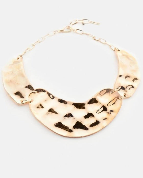 Bling Accessories Textured Metal Choker Necklace