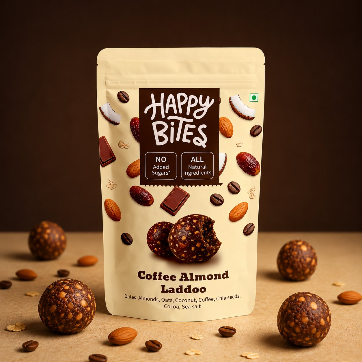Happy Bites Coffee Almond Laddoo