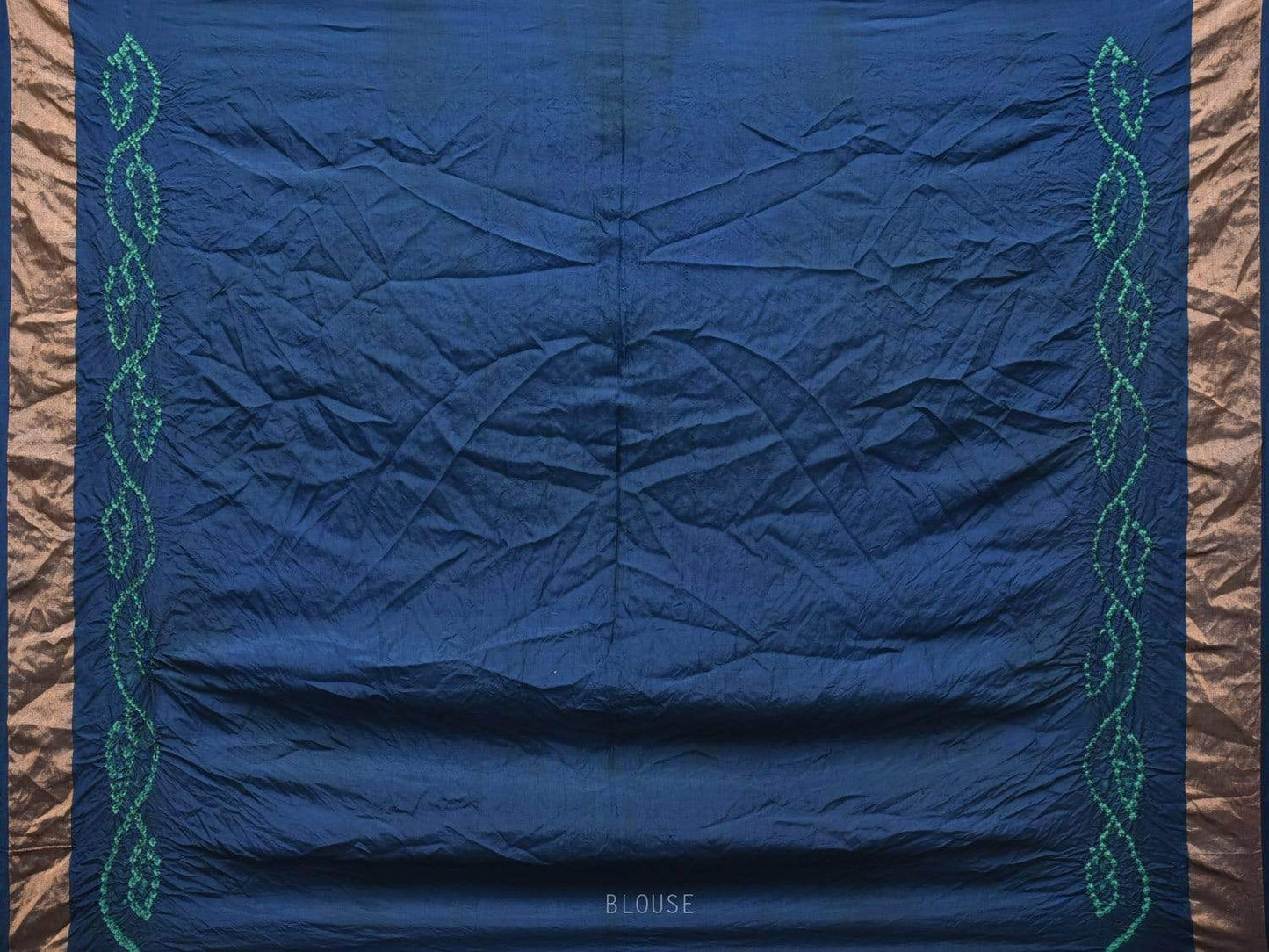 Navy Bandhani Uppada Silk Handloom Saree with Nilambari Buta Design - Global Threads