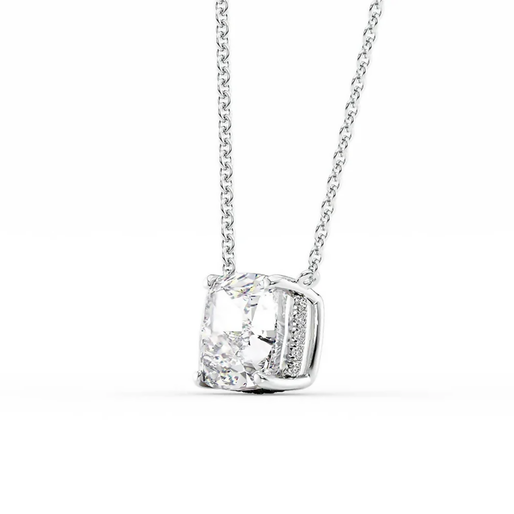Cauer Elegant 14K White Gold Plated Moissanite Pendant Necklace
