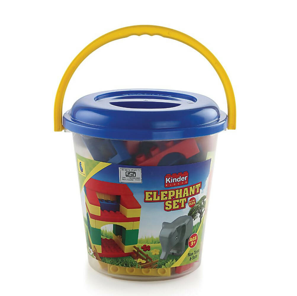 Peacock Learning & Educational Building Interlocking Blocks Set For Kids - Elephant Bucket