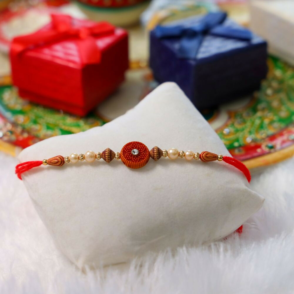 Indianvibez Simple Beads With Stone Rakhi
