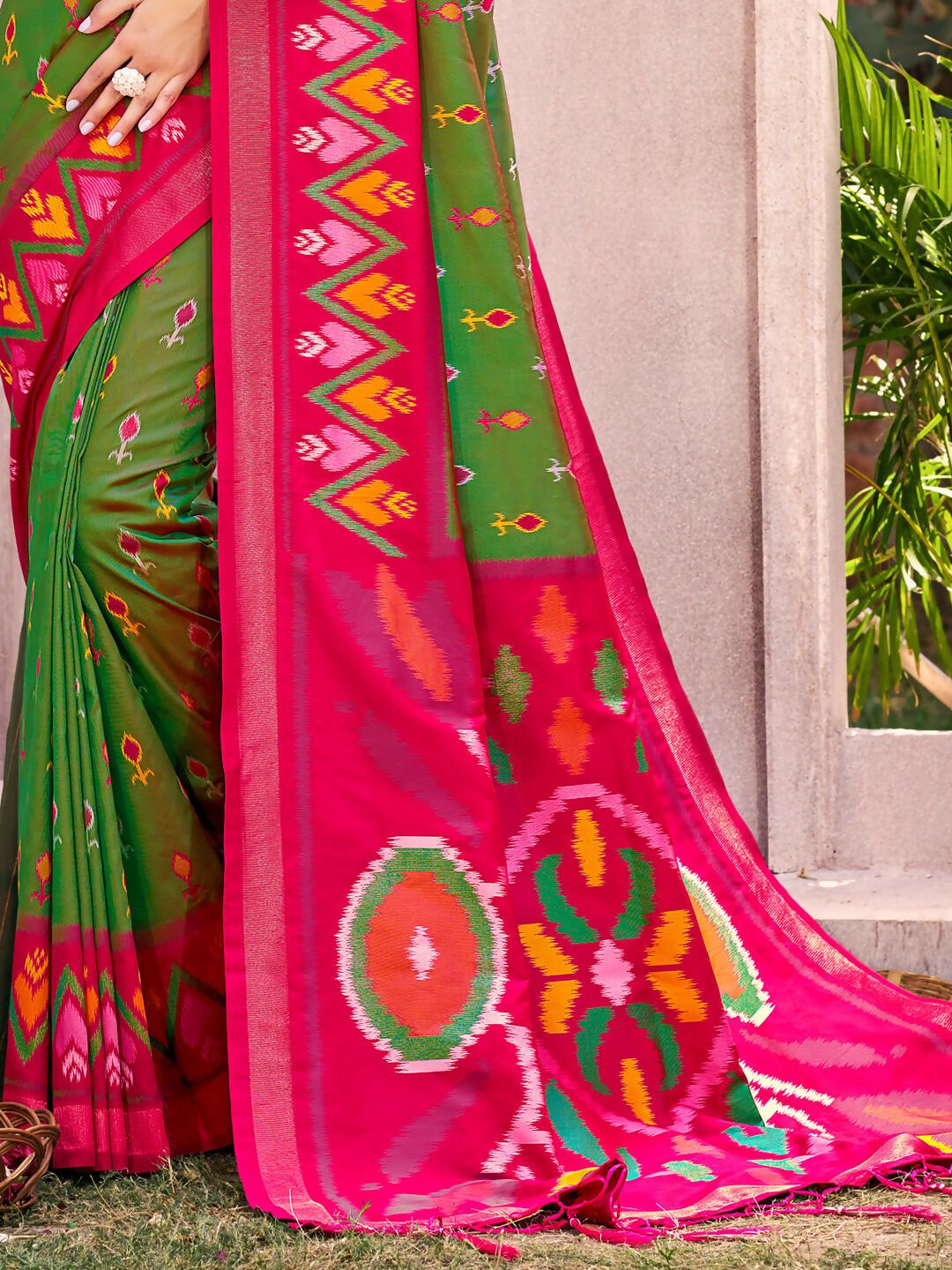 Shree Shyam Fashion Mehandi Pochampally Silk Saree