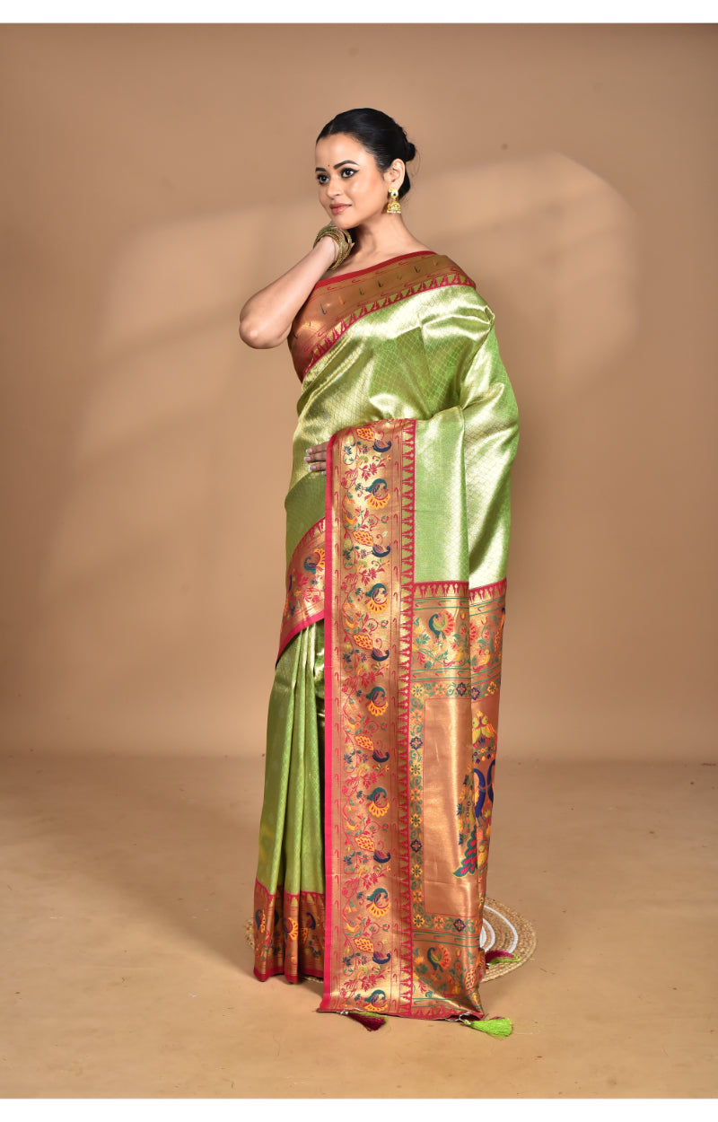 Morchari Women Desgin Banarasi Silk Saree-Green