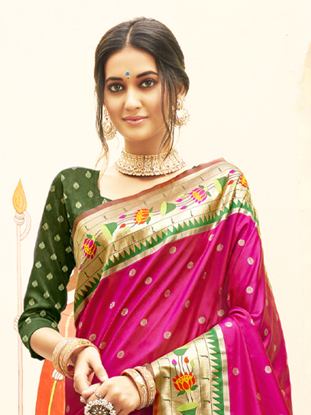 Anaita Purple Silk Saree With Blouse Piece