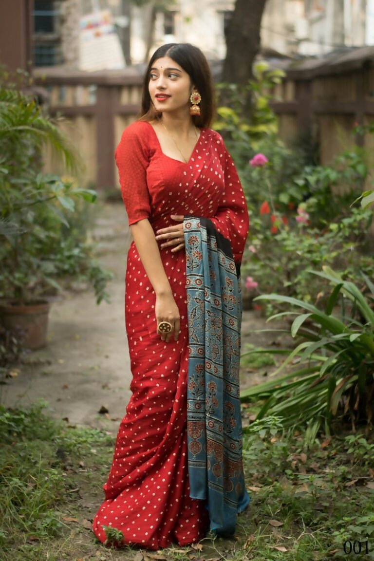 Aayaa Designer Printed Satin Saree - Multi Color