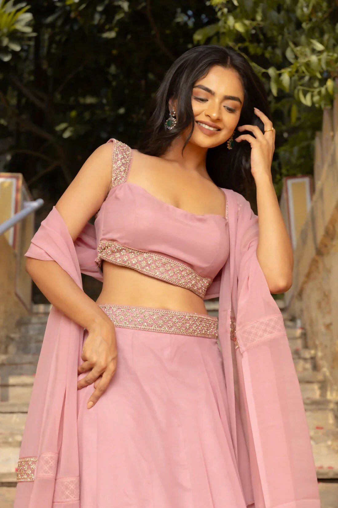 Lehenga Mart Pink Faux Georgette Designer Bollywood Style Wedding Wear Lehenga Choli