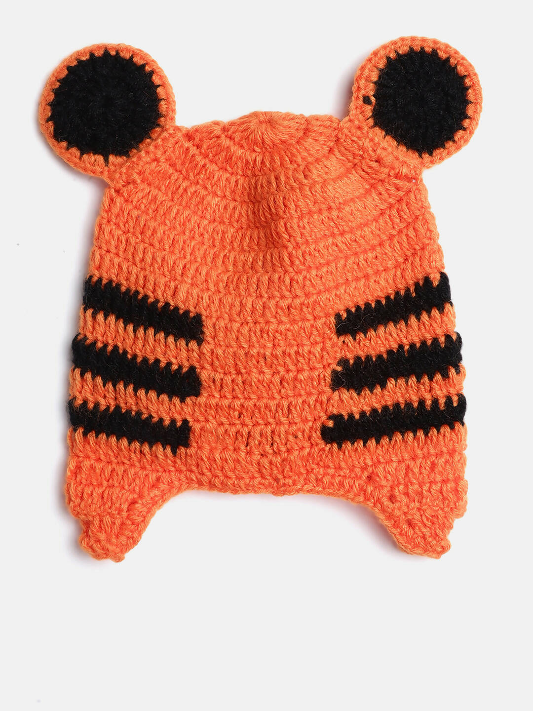 Chutput Kids Woollen Hand Knitted Tiger Face Detailed Cap - Orange