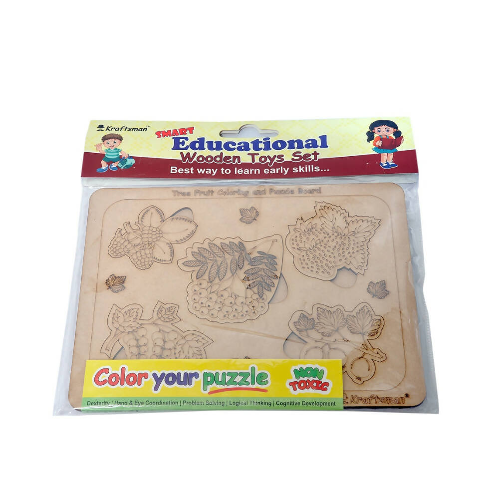 Kraftsman Tree Fruits with Leaves Puzzle Board | Color Kit included