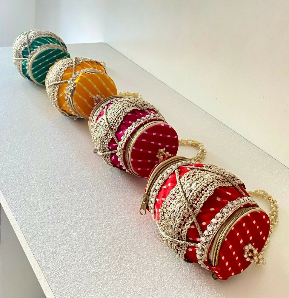 Joban Fashion Dholak Designer Potli Bags For Wedding Favours ( Pack Of 4 ) - Multicolor