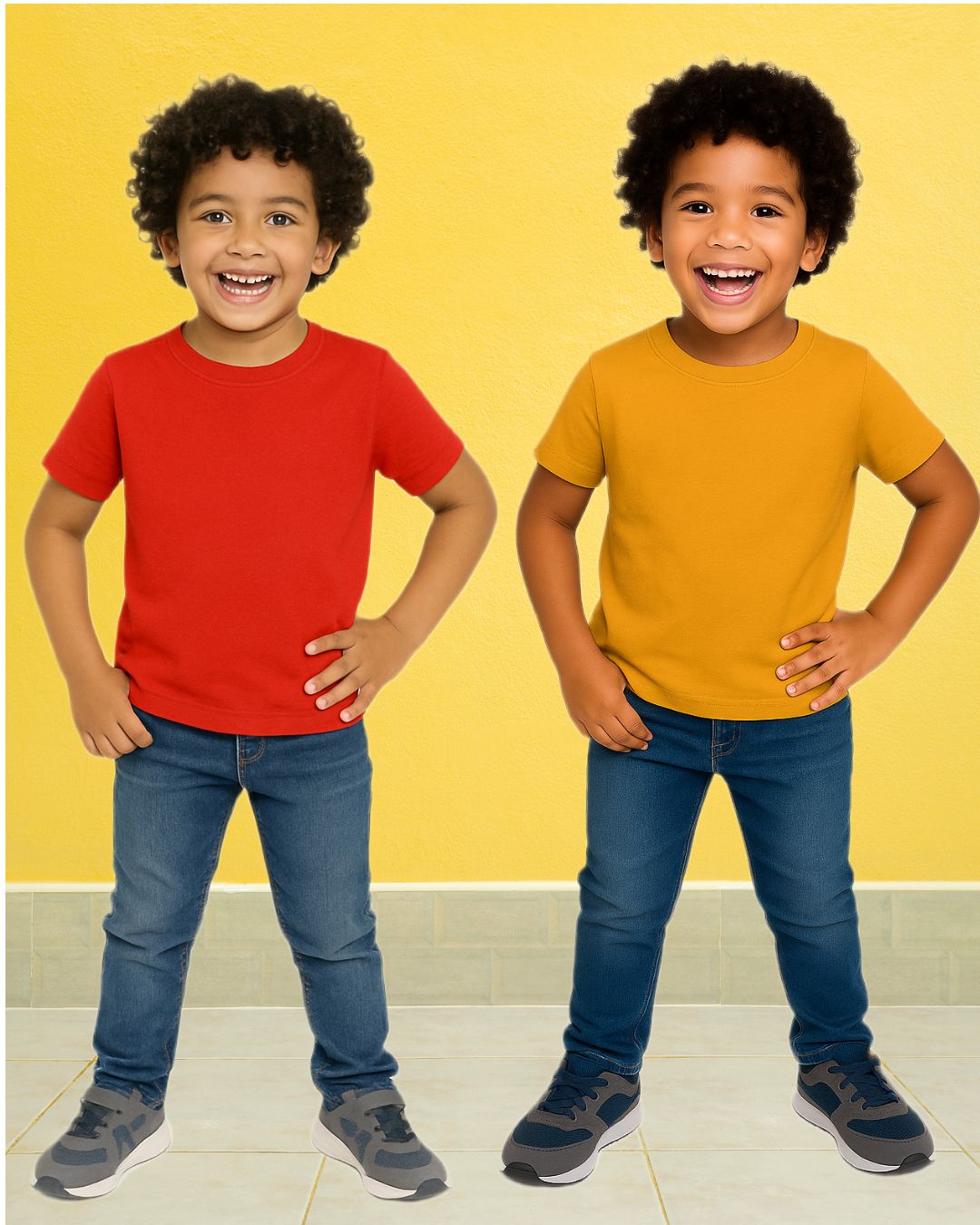 Chilins Kids Round Neck T-Shirt Half Sleeves 100% Cotton Plain Solid Color Tshirt