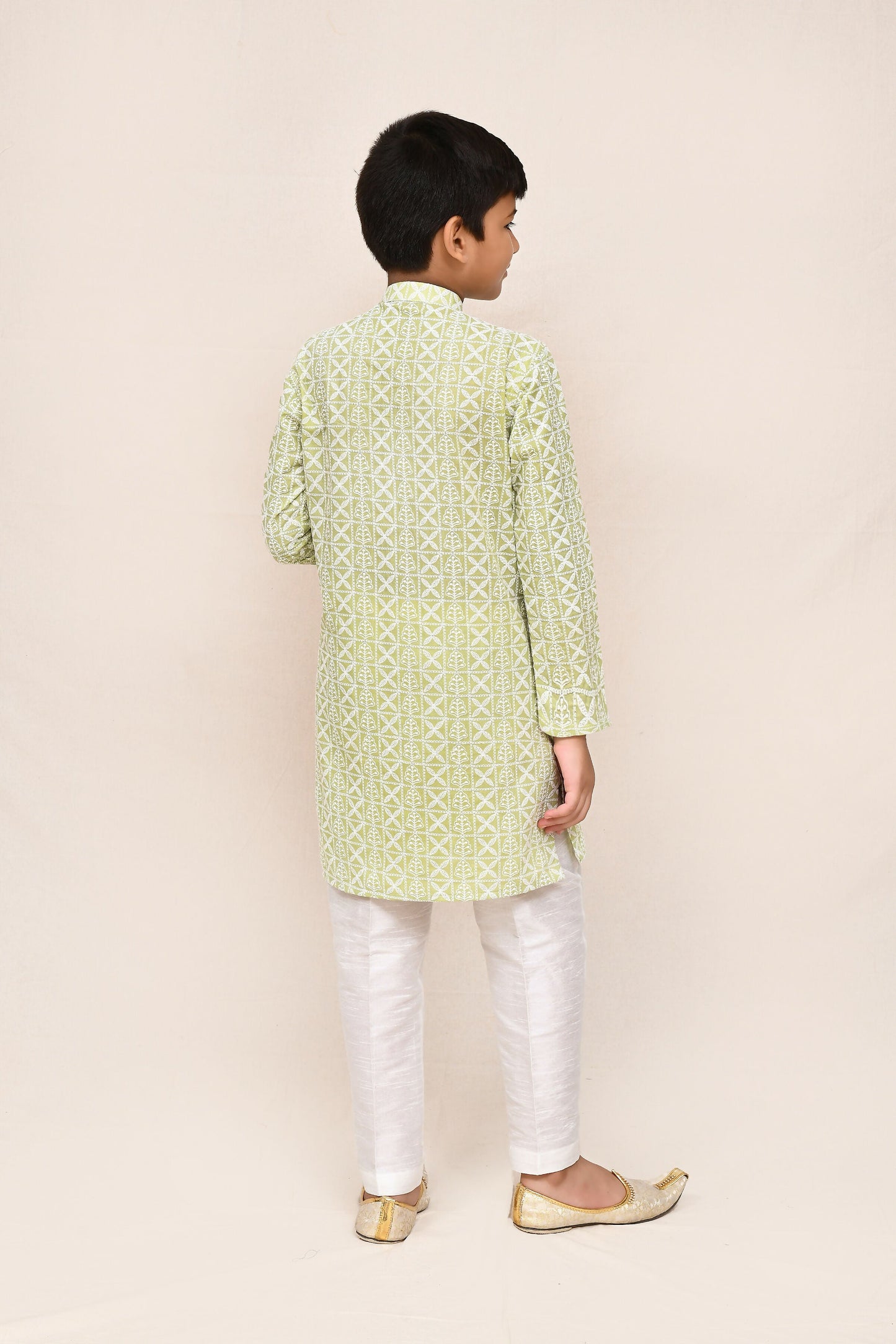 Joban Fashion Cotton Pastel Green Kurta With Straight Fit Pant