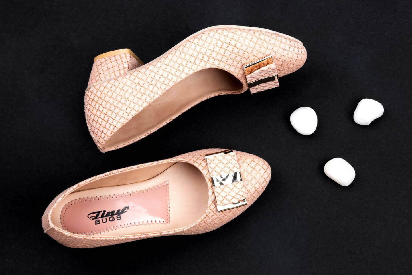 Tiny Bugs Girls Party Wear Ballerinas - Rose Gold