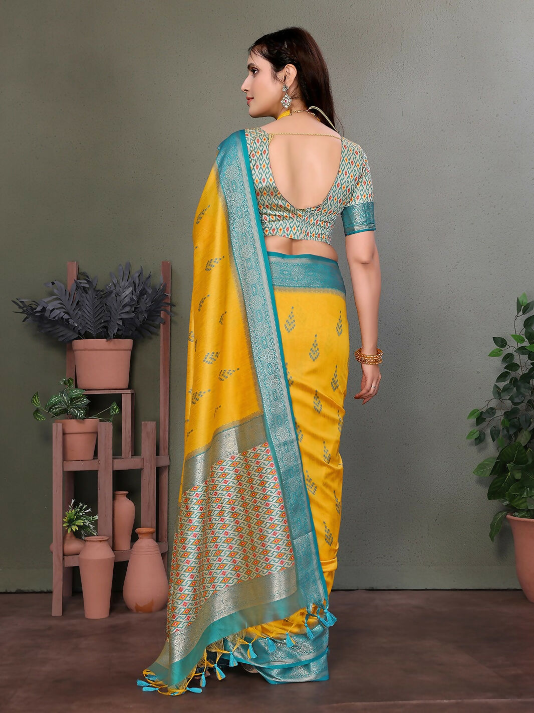 Joban Fashion Yellow Woven Design Banarasi Silk Sarees