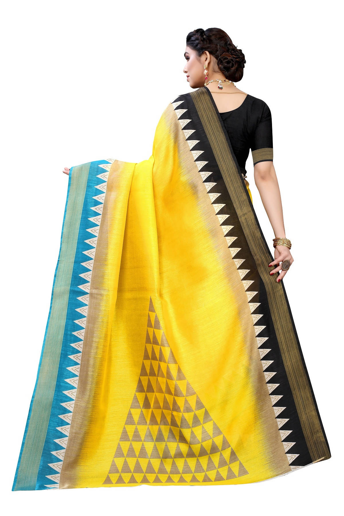 Vamika Yellow & Black Linen Jari Border Saree (GUNJAN YELLOW)